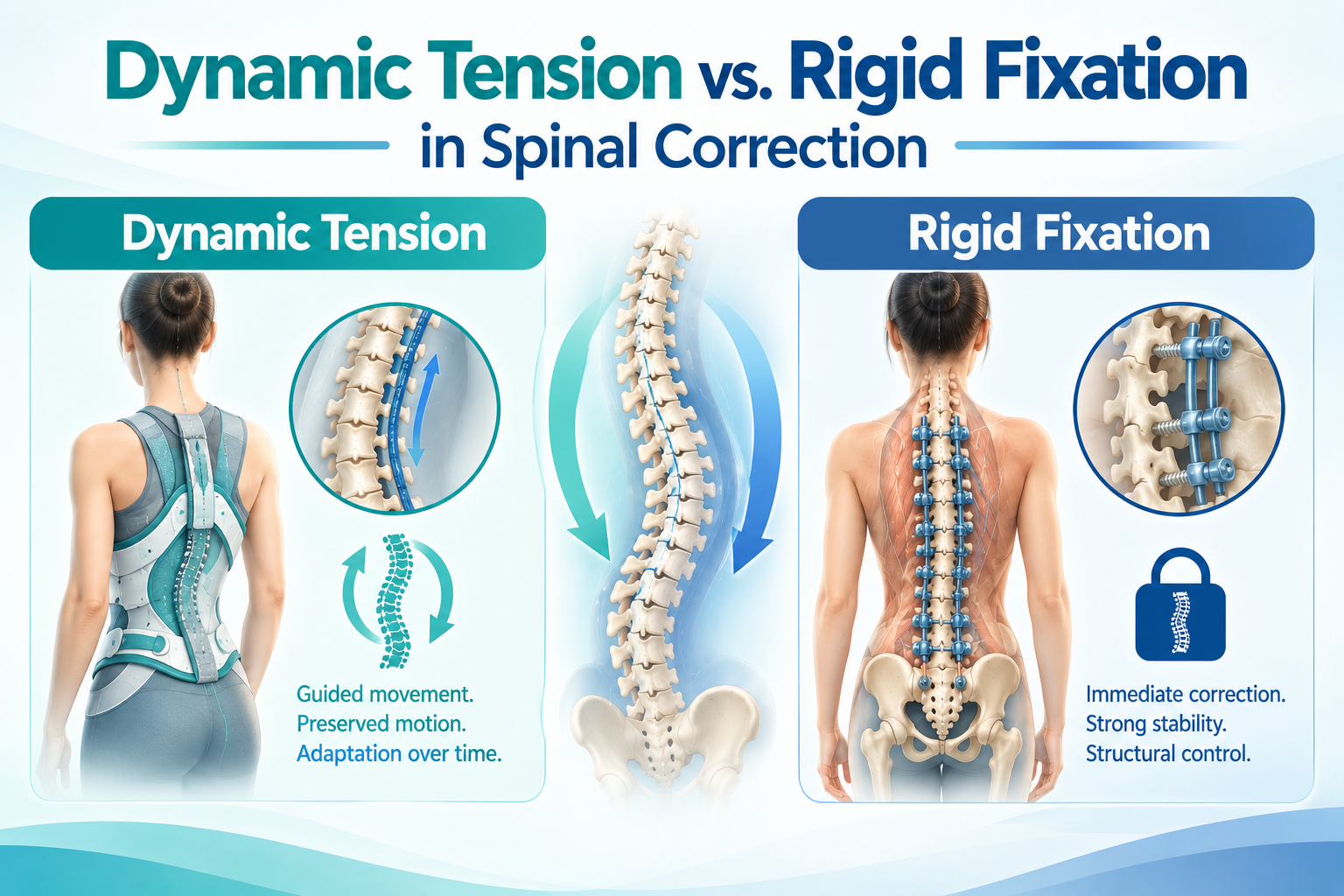 Dynamic Tension vs. Rigid Fixation in Spinal Correction — featured image
