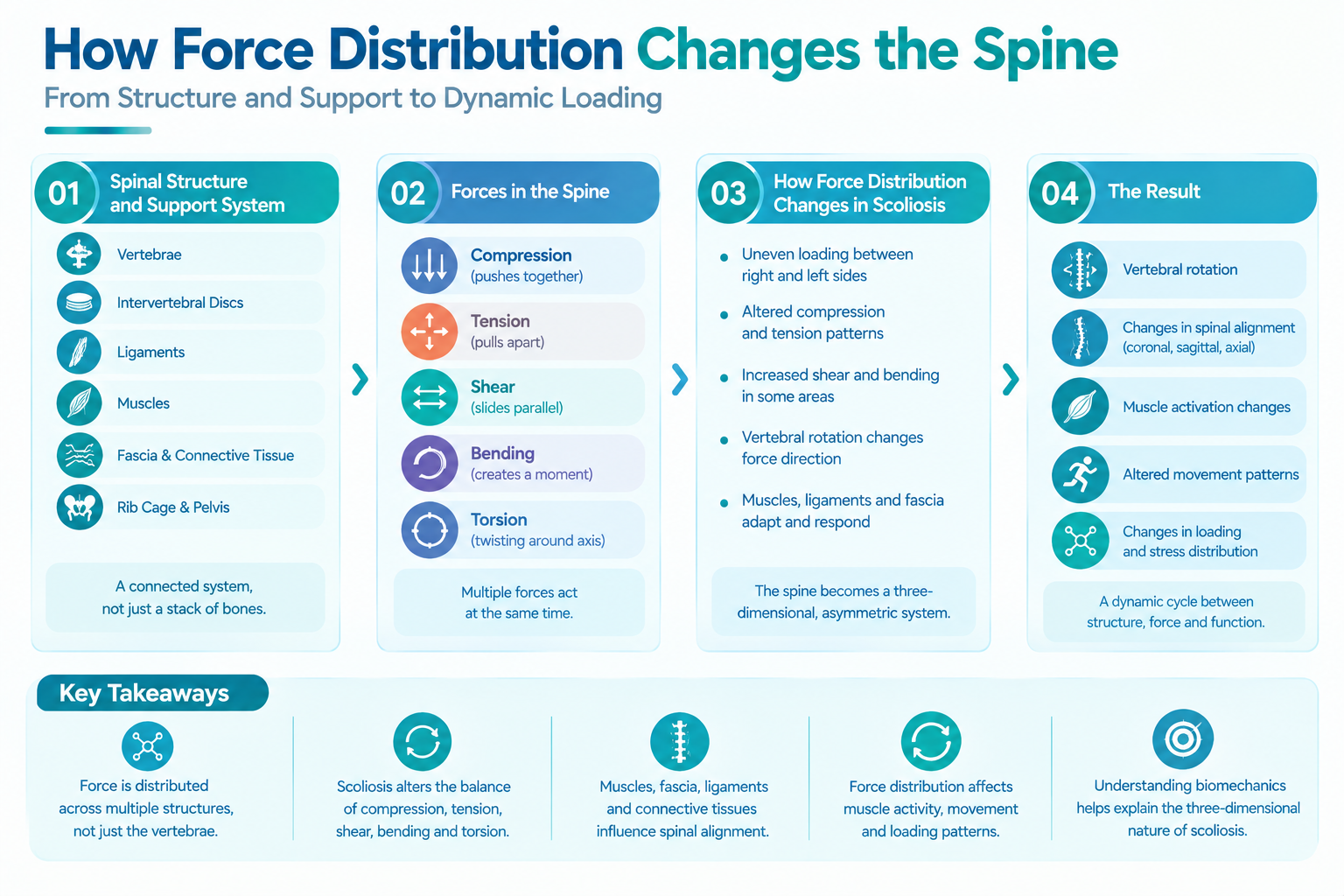 Biomechanics of Scoliosis: How Force Distribution Changes the Spine